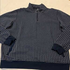 L.L. Bean Men's‎ Zip Up Sweatshirt in Navy and White Birdseye Size Large Tall